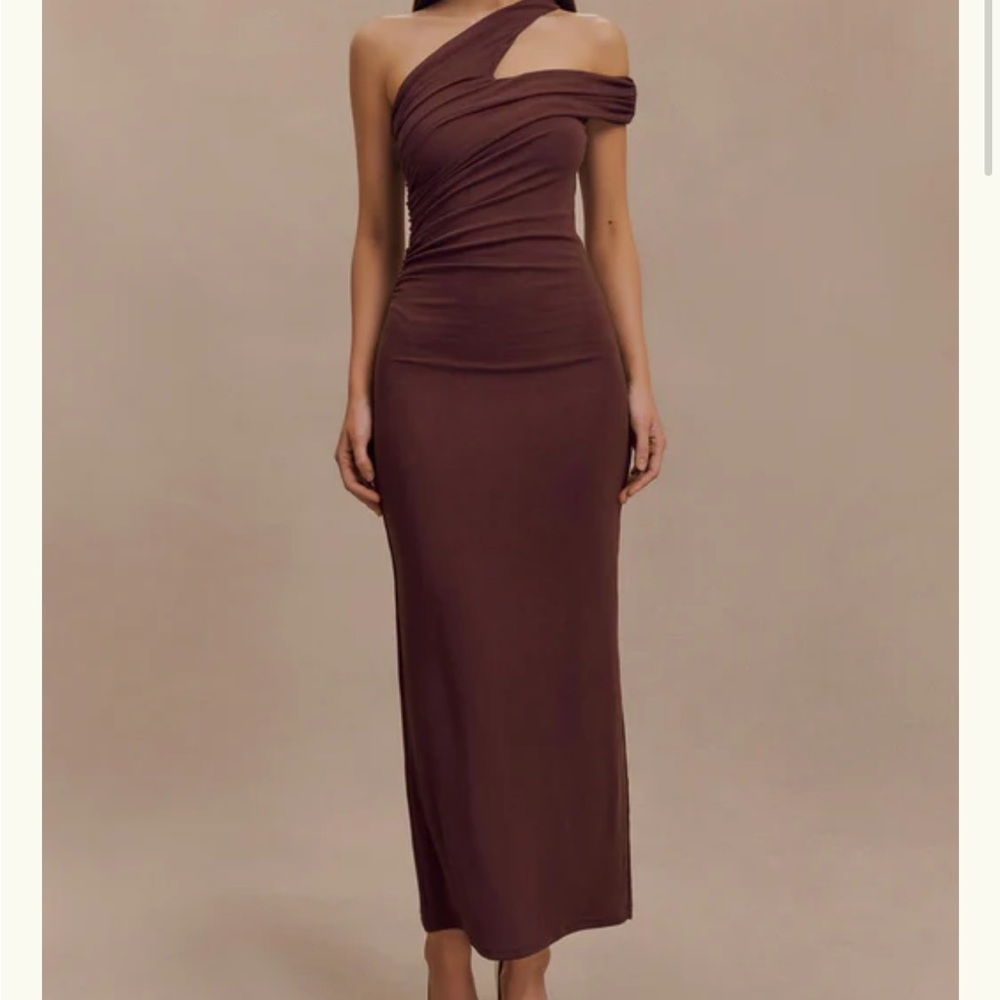 NWT Anastasia One Shoulder Modal Midi Dress - Mahogany